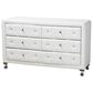 Baxton Studio Luminescence 6-Drawer Dresser with White Upholstered in Chrome, , large