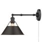 Golden Lighting Orwell 1-Light Wall Sconce in Matte Black and Rubbed bronze, , large