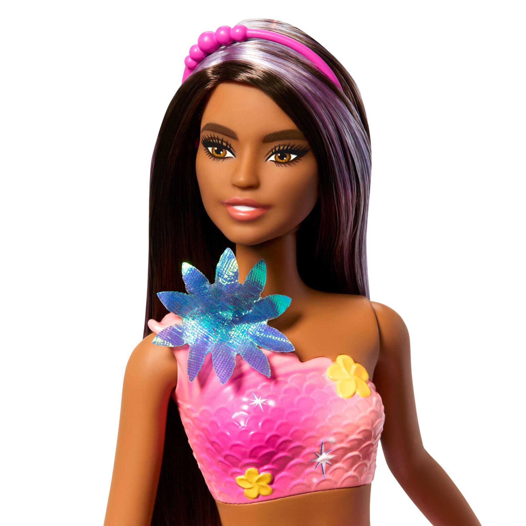 Barbie Flower Magic Mermaid Doll with Long Brown Hair