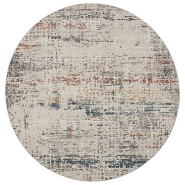 Nourison Rustic Textures Light Grey and Multicolor 7"10" Round Area Rug, , large