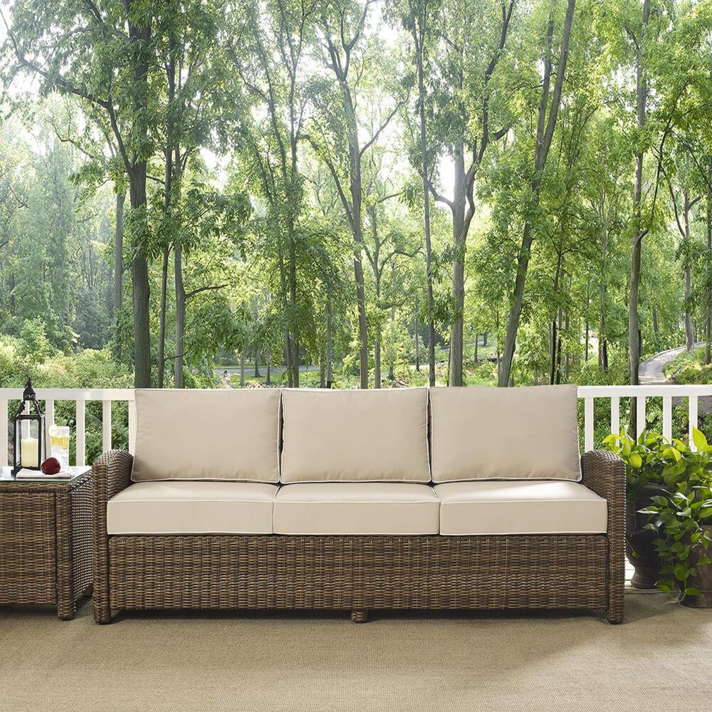 Crosley Furniture Bradenton Sofa with Sand Cushion in Light Brown, , large