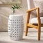 Hearth and Haven Lilac Outdoor Metal Side Table with Cylindrical Design in White, , large