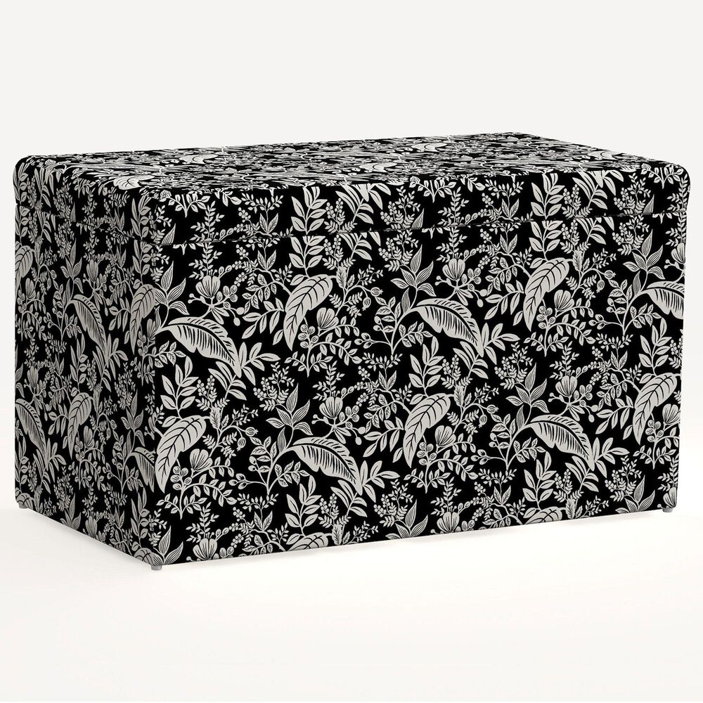 Rifle Paper Co Crafted by Cloth & Company Willie Storage Bench in Canopy Black/Cream, , large