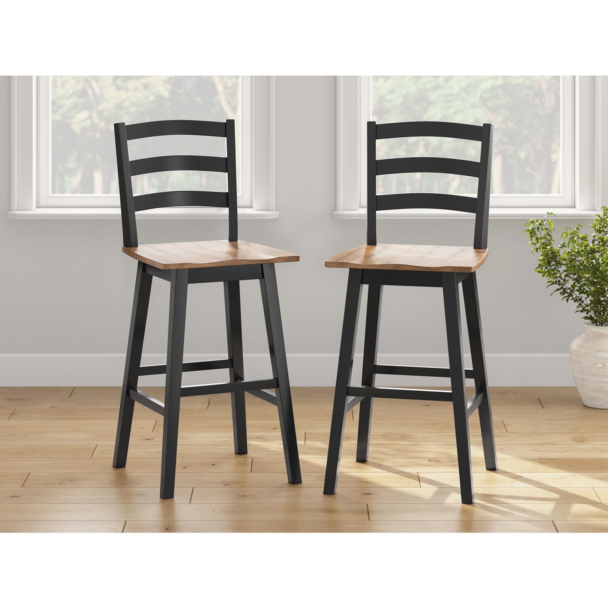 Ashley Wildenauer Swivel Bar Stool in Brown and Satin Black