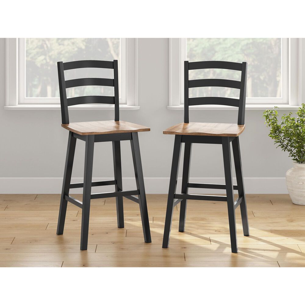 Ashley Wildenauer Swivel Bar Stool in Brown and Satin Black, , large