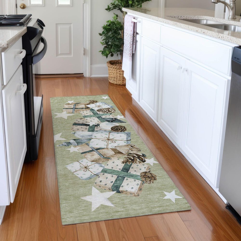 Dalyn Rug Company Wonderland WN33 2&#39;3&quot; x 7&#39;6&quot; Aloe Indoor/Outdoor Runner, , large