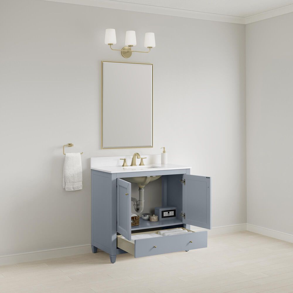 37B Claudine 36" Single Bathroom Vanity in Soft Blue with Glossy White Composite Stone Top and Backsplash, , large