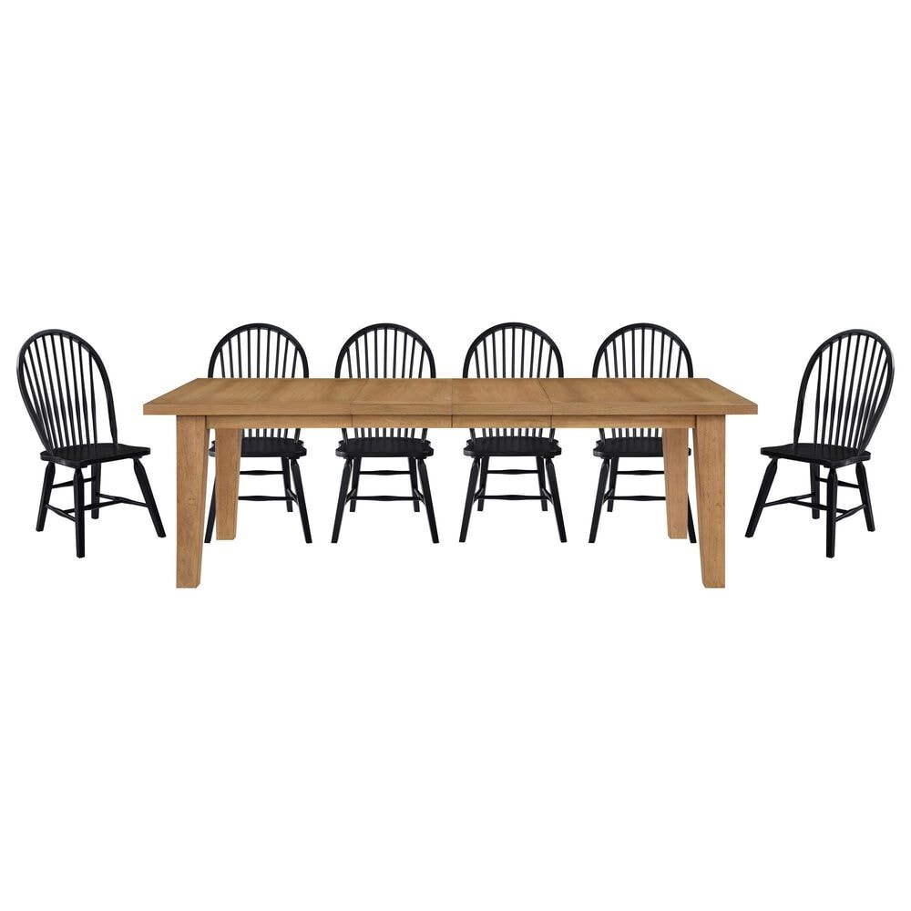 Crystal City Sommerset 7-Piece Rectangular Dining Set in Natural Oak and Black, , large