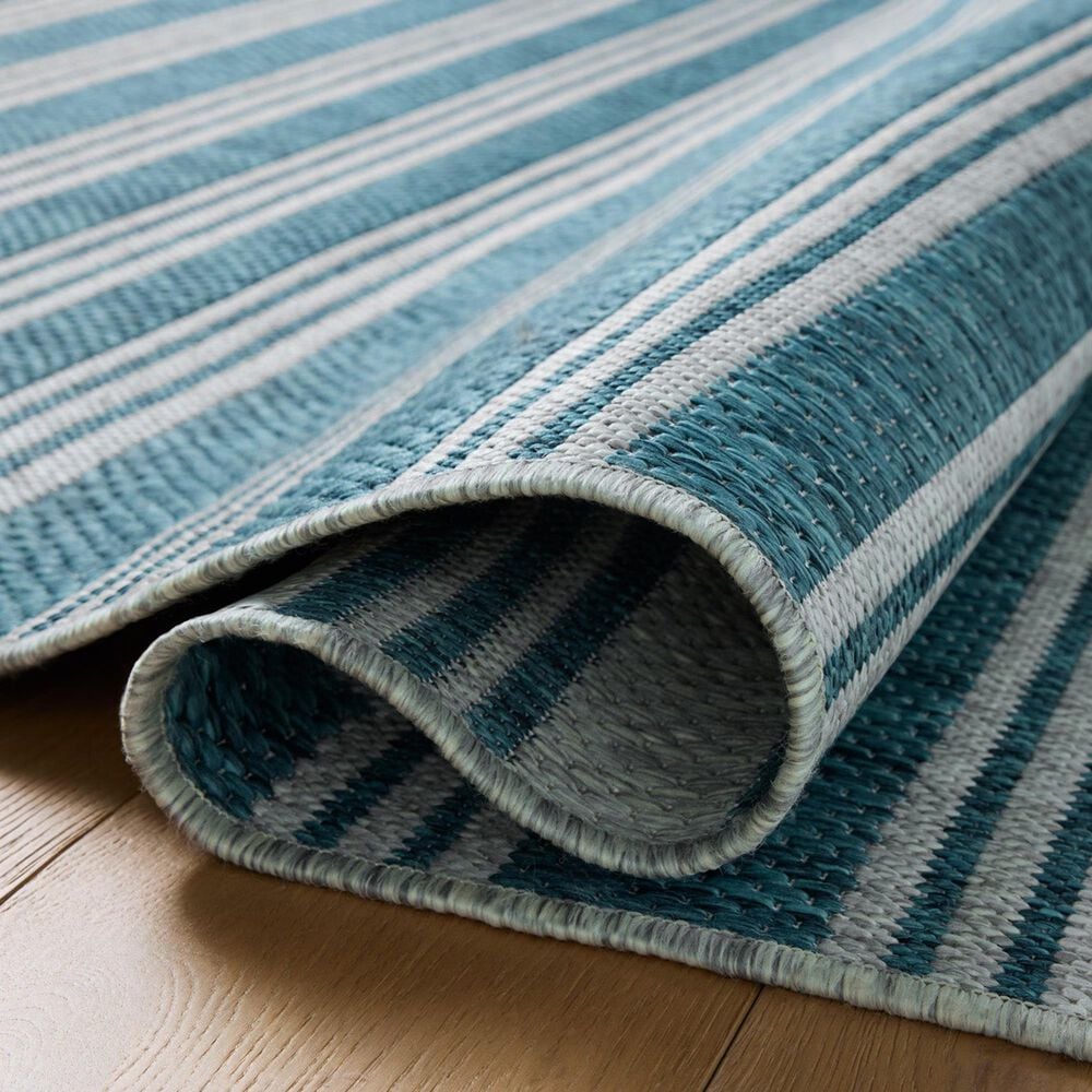 Loloi Easton Teal and Fog 2&#39;3&quot; x 3&#39;9&quot; Indoor/Outdoor Area Rug, , large