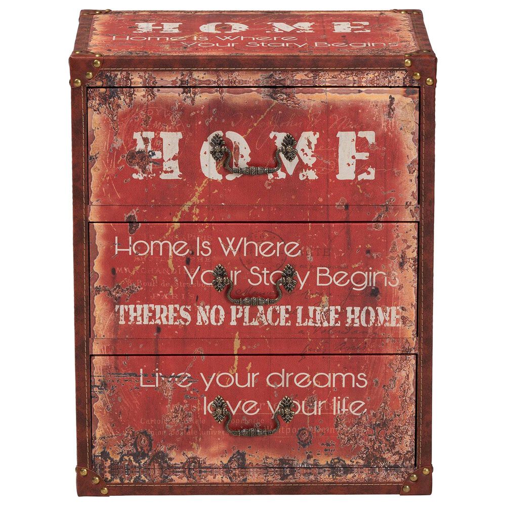 Baxton Studio Lorand 3-Drawer Storage Trunk in Red, , large