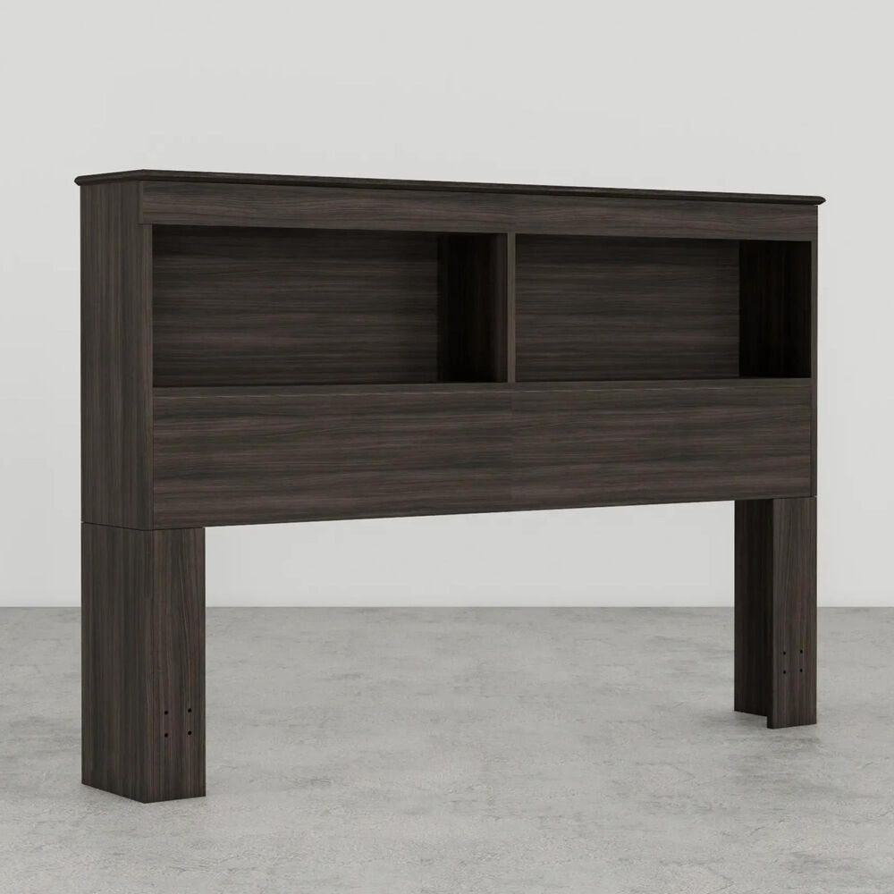 Lemoore Essential Full/Queen Bookcase Headboard in Grey Walnut, , large