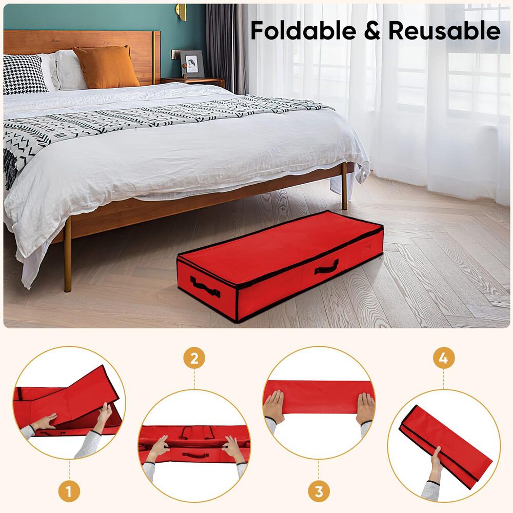 HOMLUX 40" Christmas Wrapping Paper Storage Organizer in Red, , large
