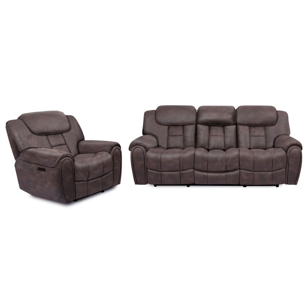 Oxford Furniture 2-Piece Power Reclining Living Room Set in Cowboy Dark Brown, , large