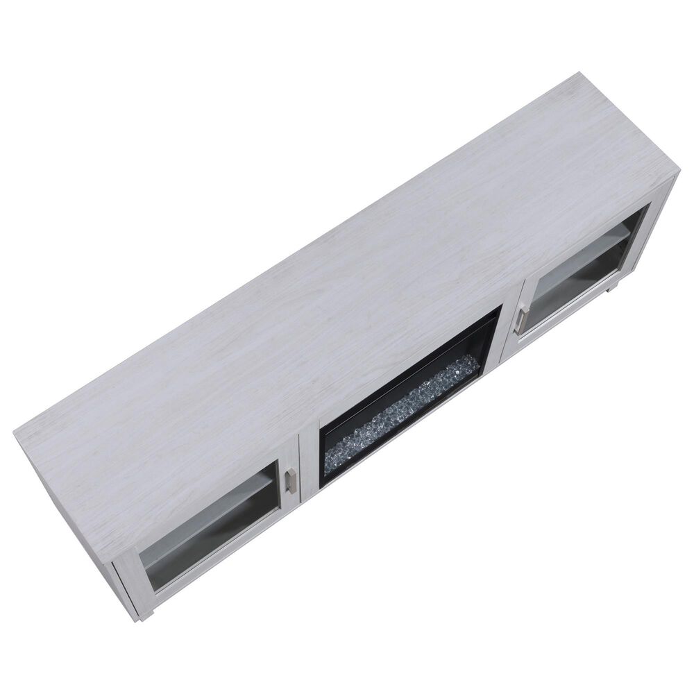 HOMLUX 70" TV Stand Console with Fireplace and LED Storage in White, , large