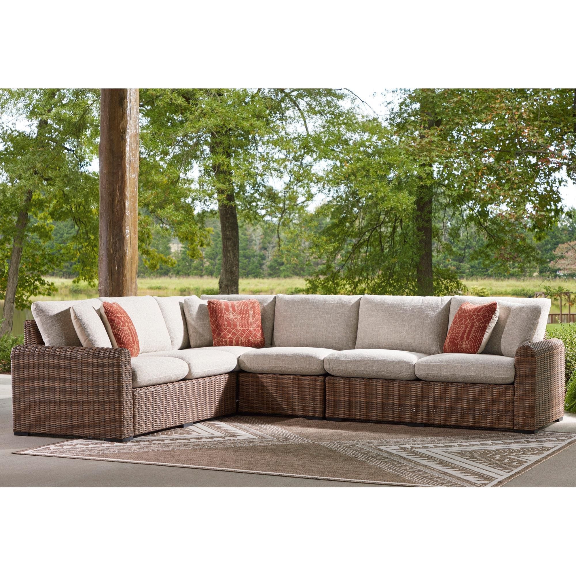 Ashley Dolan Creek 4-Piece Outdoor Sectional in Beige