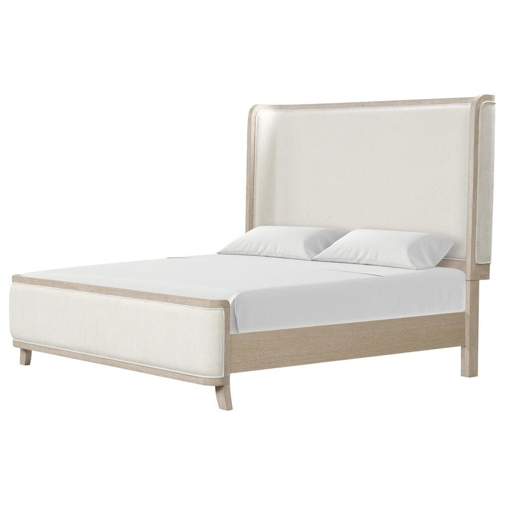 Furniture of America Candra Queen Upholstered Panel Bed in Natural Oak, , large