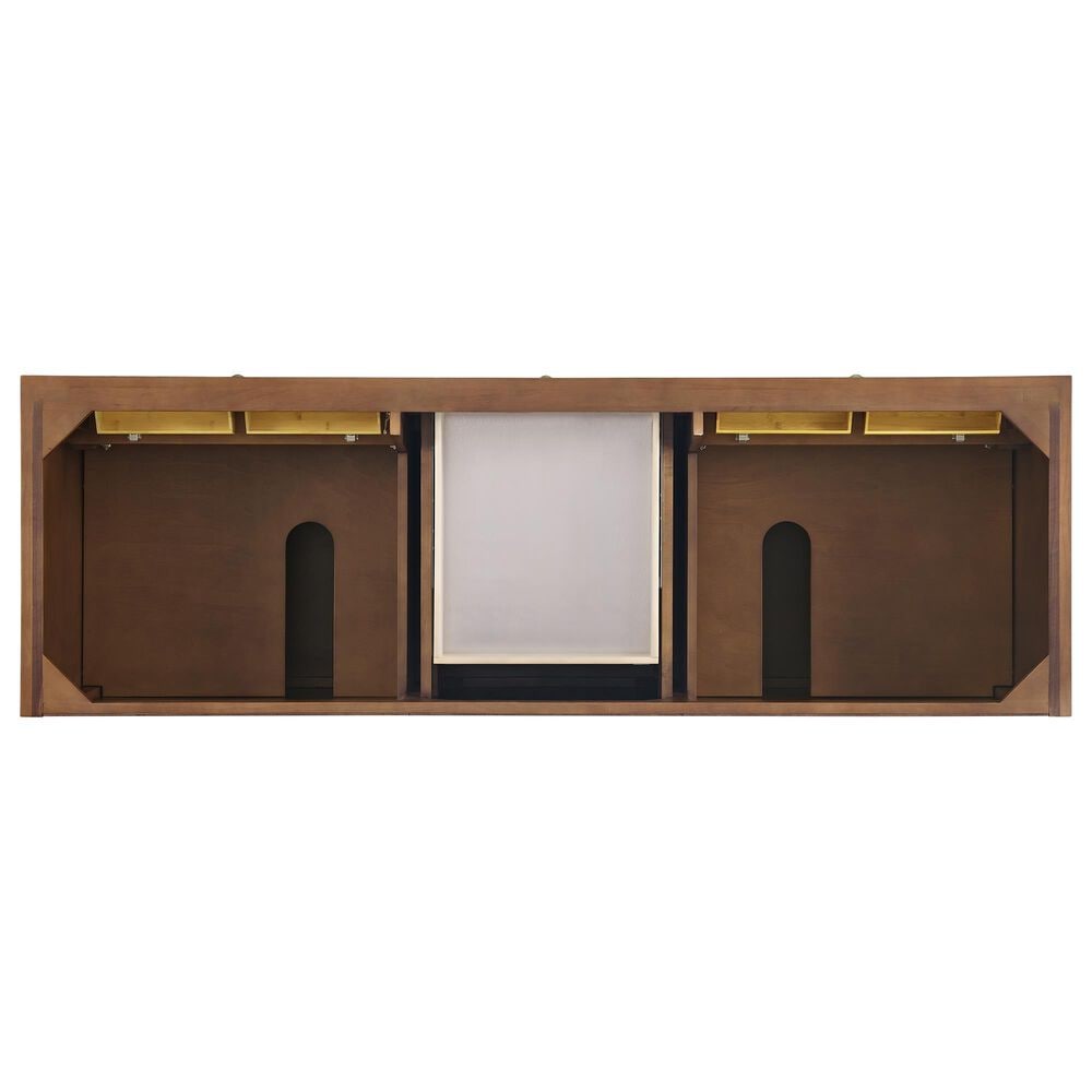 James Martin Vanities Lorelai 72" Double Bathroom Vanity in Mid-Century Walnut with 3 cm Eternal Jasmine Pearl Silestone Top, Rectangular Sinks and FreePower Wireless Charger, , large