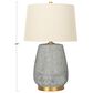 Creative Coop Oslo Textured Stoneware Table Lamp in Blue and Gold, , large
