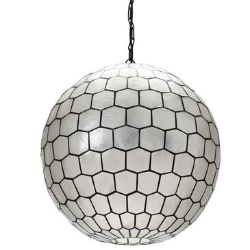 Creative Coop Simone 20" Pendant with Pearly White Shade in Black, , large