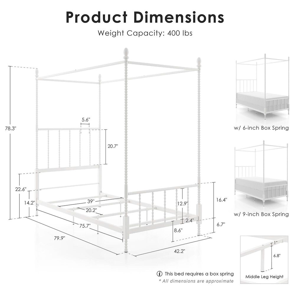 Furniture of America Elliot Twin Canopy Bed in White, , large