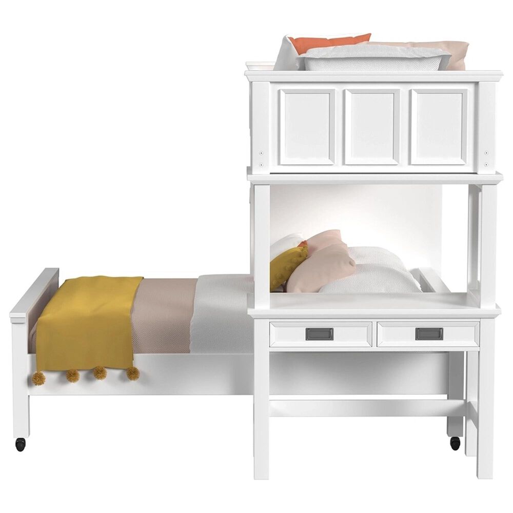 Mayberry Hill Hampton Twin Over Full Bunk Loft Bed with Staircase and Desk in White, , large