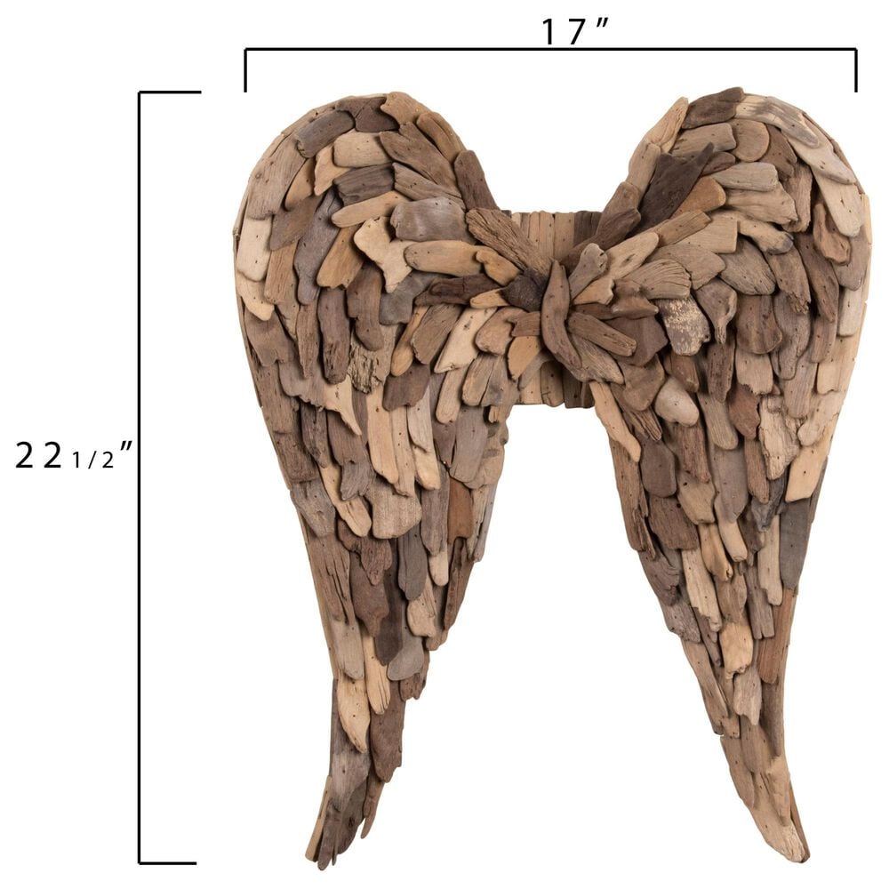 Creative Coop 17" x 22.5" Driftwood Angel Wings Wall Decor in Brown, , large