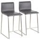Lumisource Mara Counter Stool with Grey Cushion in Stainless Steel (Set of 2), , large