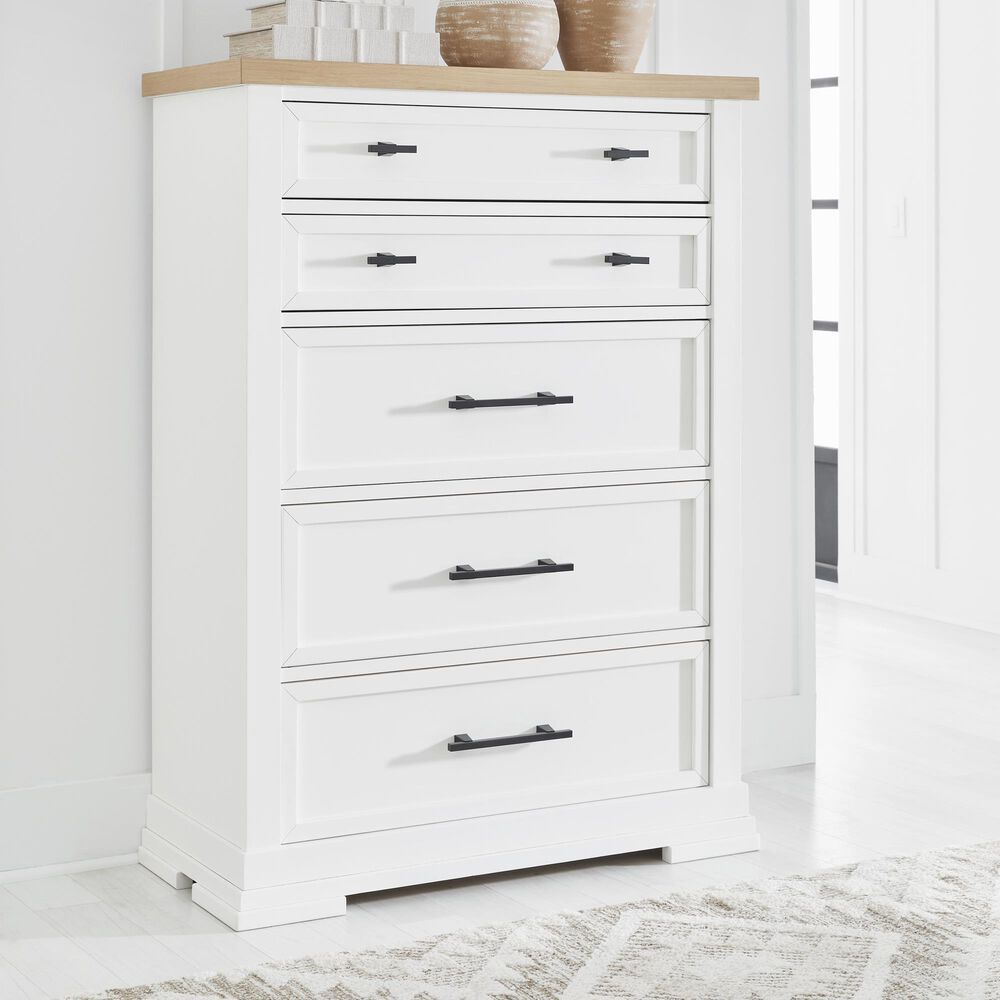 Ashley Ashbryn 5 Drawer Chest in White and Natural, , large