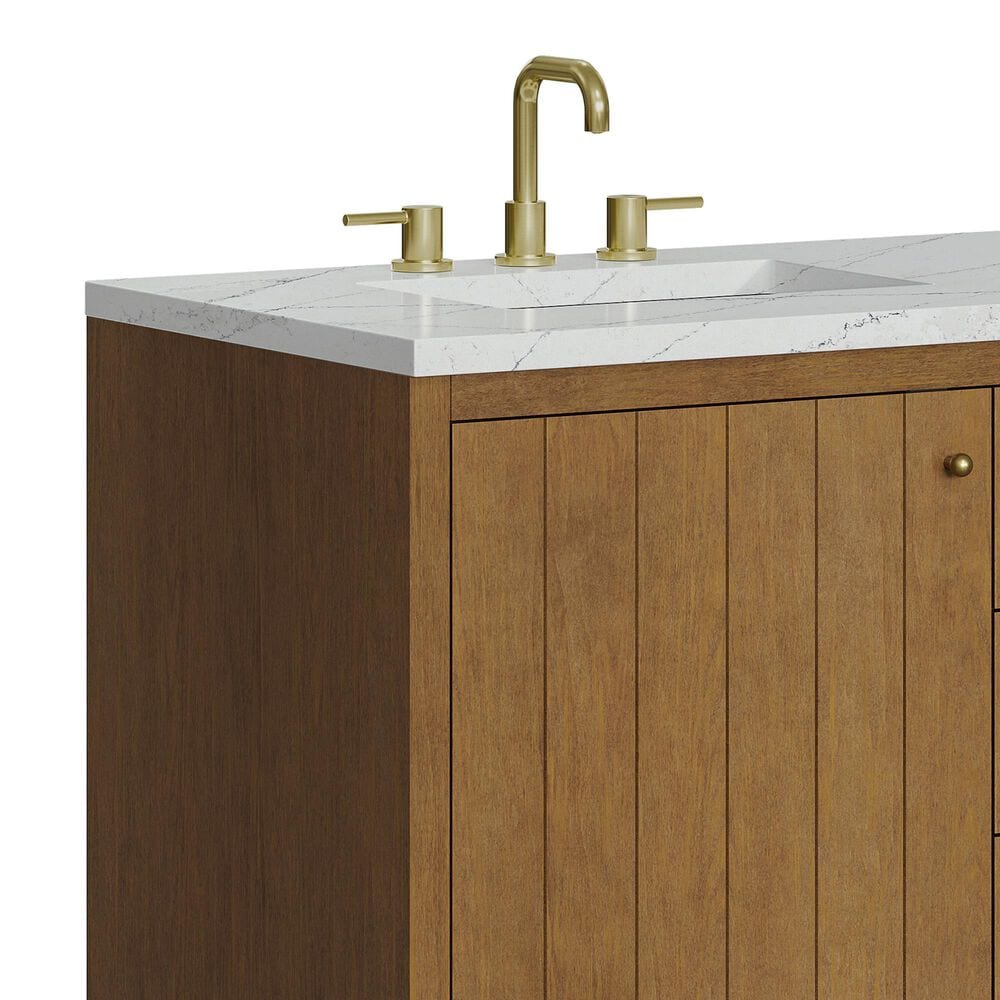 James Martin Hudson 60" Double Bathroom Vanity in Honey Oak with 3 cm Ethereal Noctis Silestone Top, Rectangular Sinks and FreePower Wireless Charger, , large