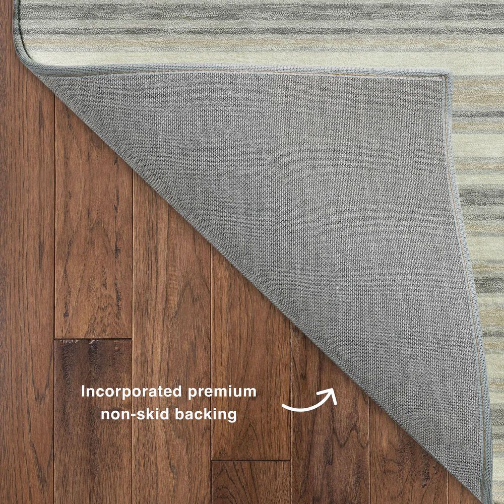 Dalyn Rug Company Soft Essentials Striped Silver 8' Round Indoor/Outdoor Area Rug, , large