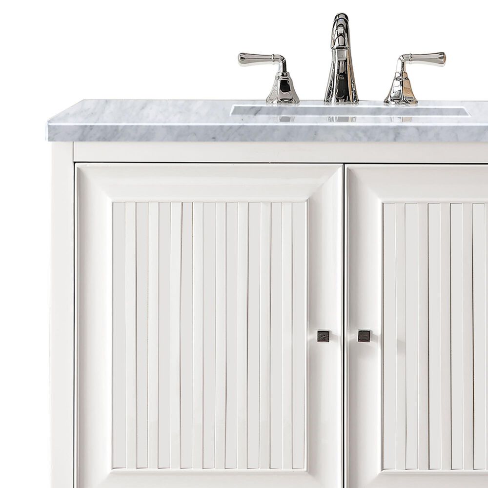 James Martin Vanities Athens 36&quot; Single Bathroom Vanity in Glossy White with 3 cm Carrara White Marble Top and Rectangular Sink, , large