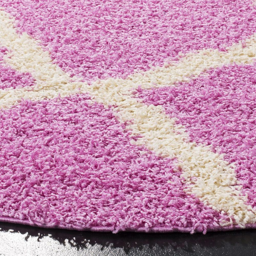 Safavieh Dallas Shag SGD257I-6R 6&#39; x 6&#39;  Pink/Ivory Round Rug, , large