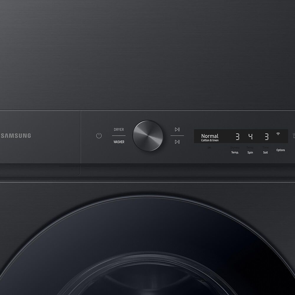 Samsung Bespoke 4.6 Cu. Ft. Washer and 7.6 Cu. Ft. Gas Dryer Stack Laundry in Brushed Black, , large