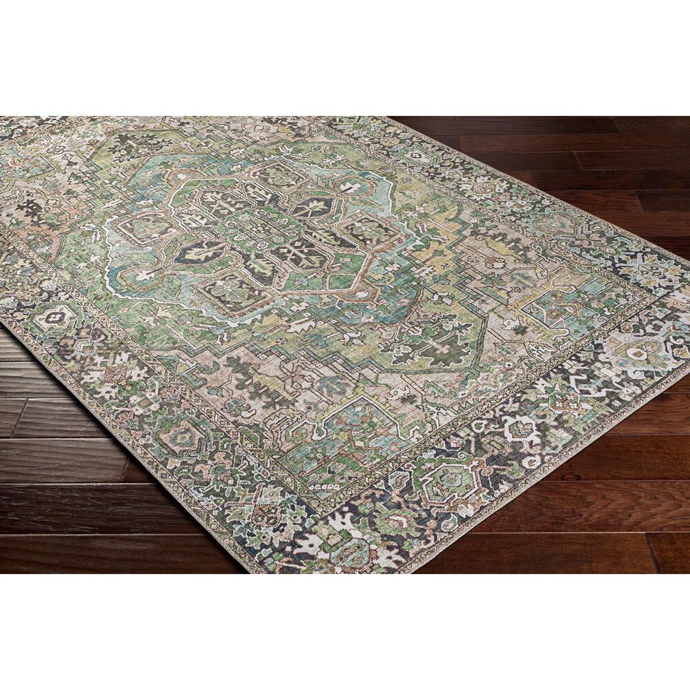 Surya Iris 7&#39;6&quot; x 9&#39;6&quot; Medium Green, Dark Blue, Charcoal, Light Olive, Sage, Light Beige and Cream Area Rug, , large