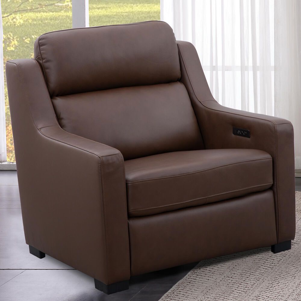 Oxford Furniture Leather Power Recliner in Ajax Umber, , large