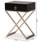 Baxton Studio Patricia 1-Drawer End Table in Black and Brass, , large