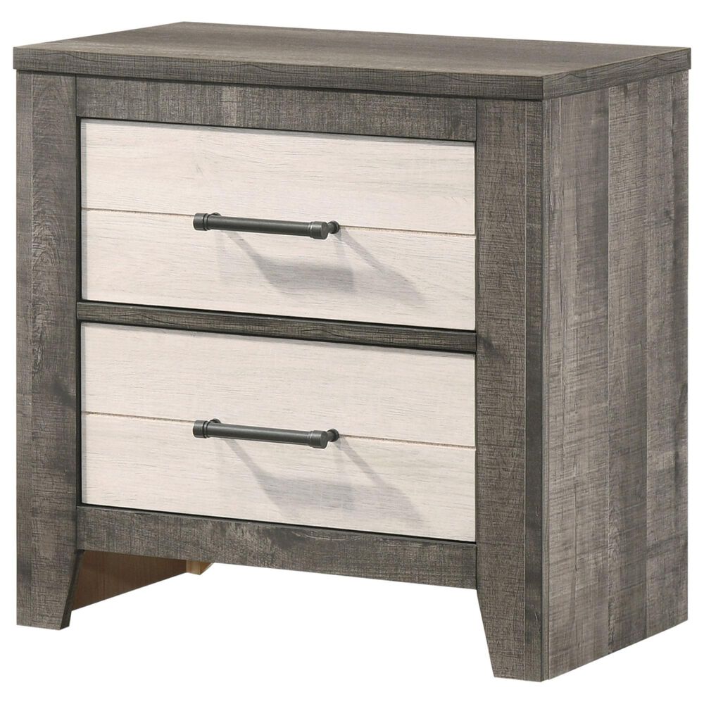 Crown Mark Rhett 3-Piece King Platform Bedroom Set with Two Nightstands in Gray and White, , large