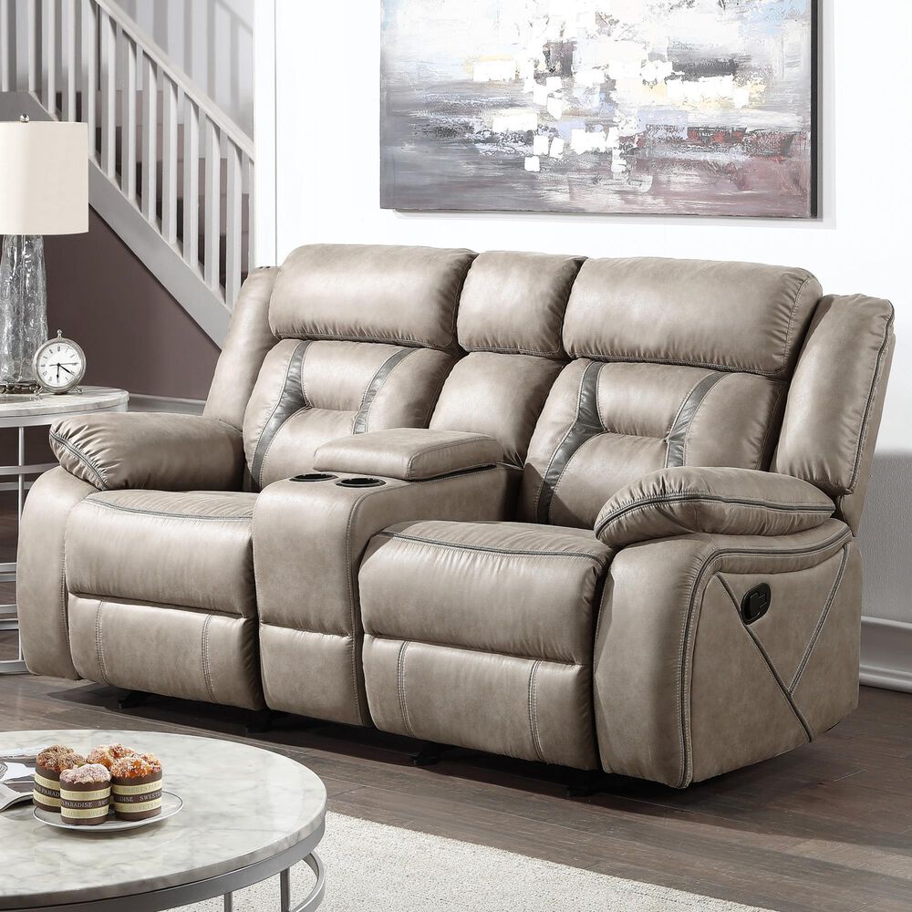 Steve Silver Tyson Manual Reclining Glider Console Loveseat in Grey, , large