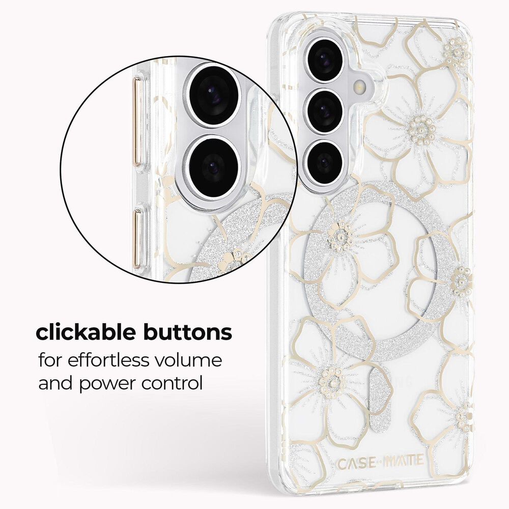 Case-Mate Floral Gems Case with Magnet for Samsung Galaxy S26 in Gold, , large