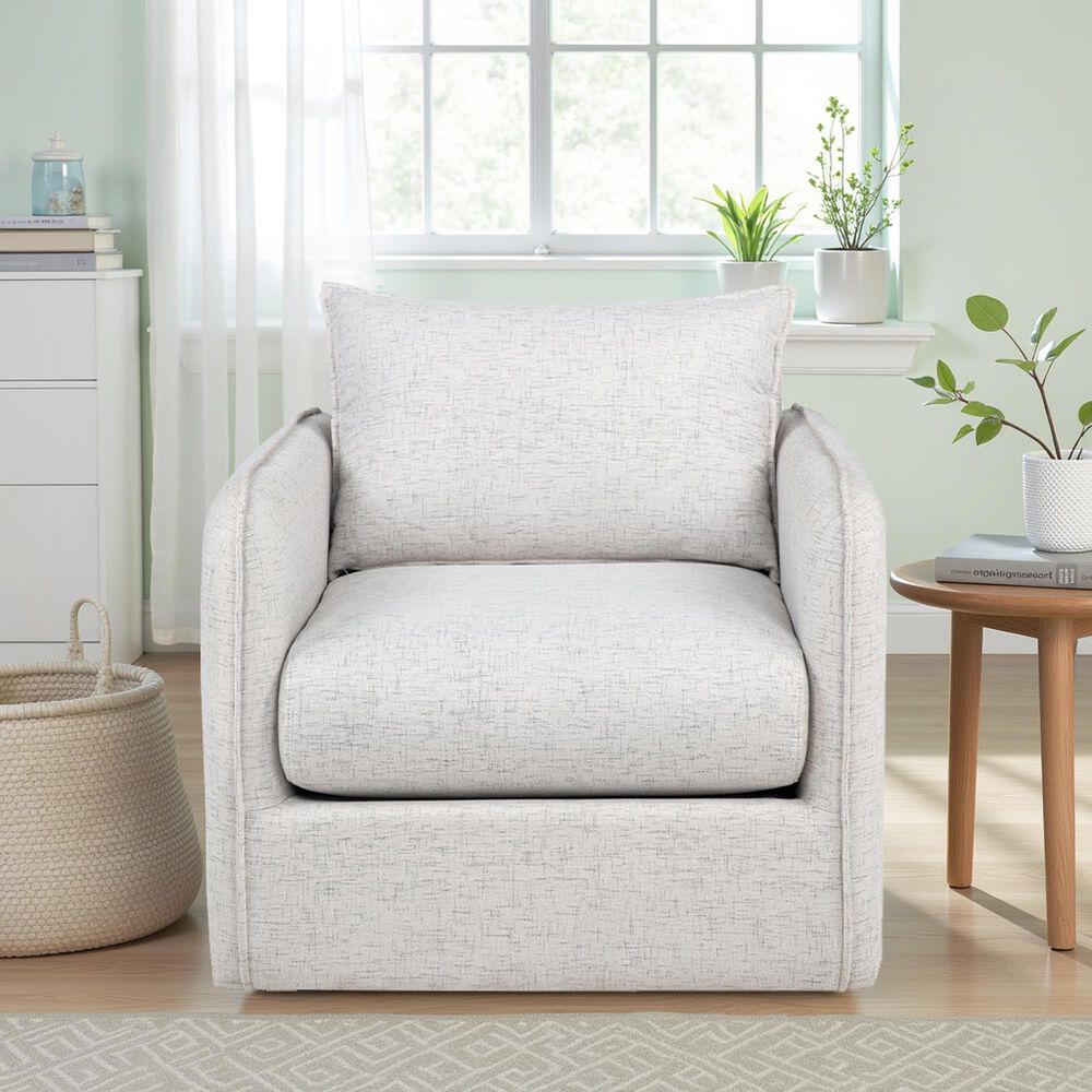 Linon Home Decor Bianca Swivel Accent Chair in Bone, , large