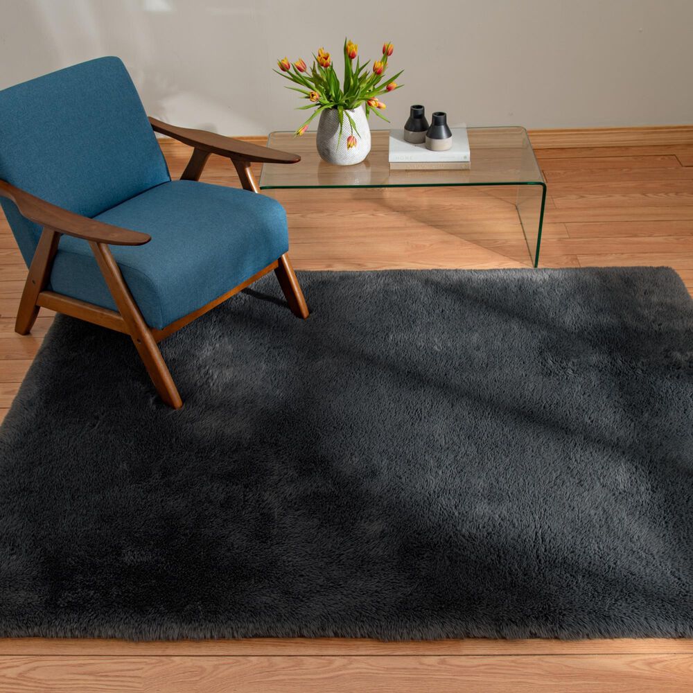 Central Oriental Belgian Black 7'6" x 9'6" Area Rug, , large