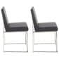 Lumisource Fuji Side Chair with Black Faux Leather Cushion in Brushed Stainless Steel (Set of 2), , large