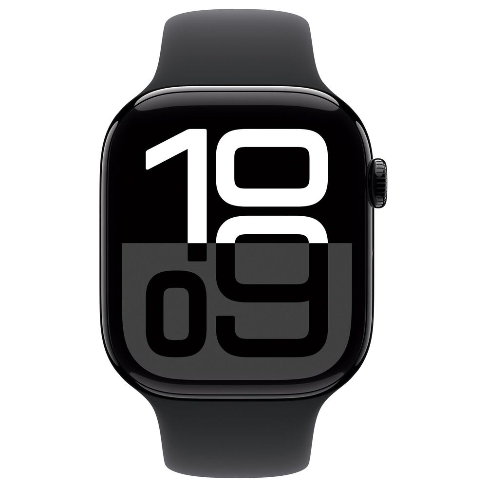 Apple Watch Series 10 GPS + Cellular 46mm Jet Black Aluminum Case with Black Sport Band - M/L, , large