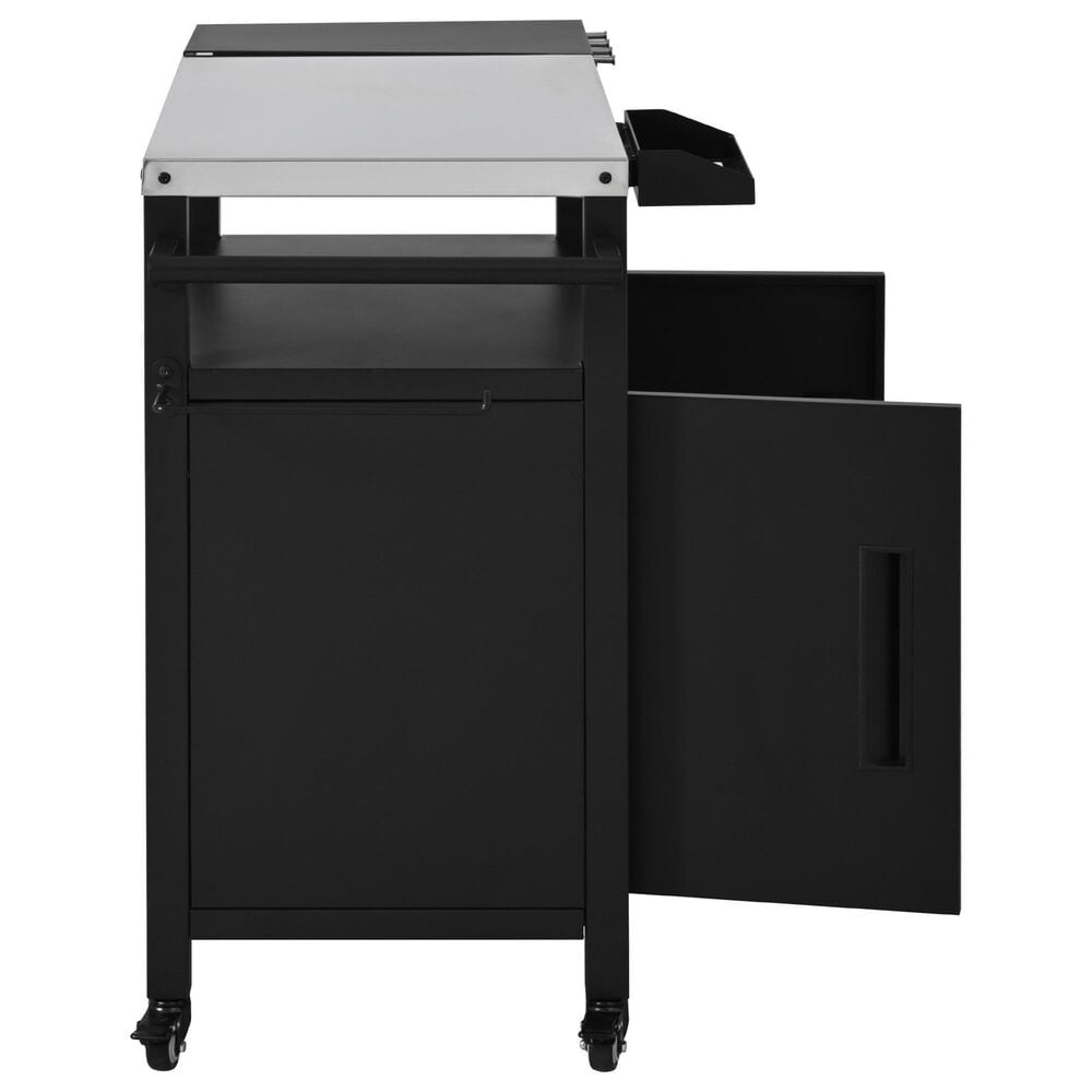 HOMLUX 45" Outdoor Kitchen Island in Black and Stainless Steel, , large