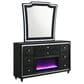 Pacific Landing Lorient 5 Piece King Wingback Bedroom Set with Flame Effect in Black Velvet, , large