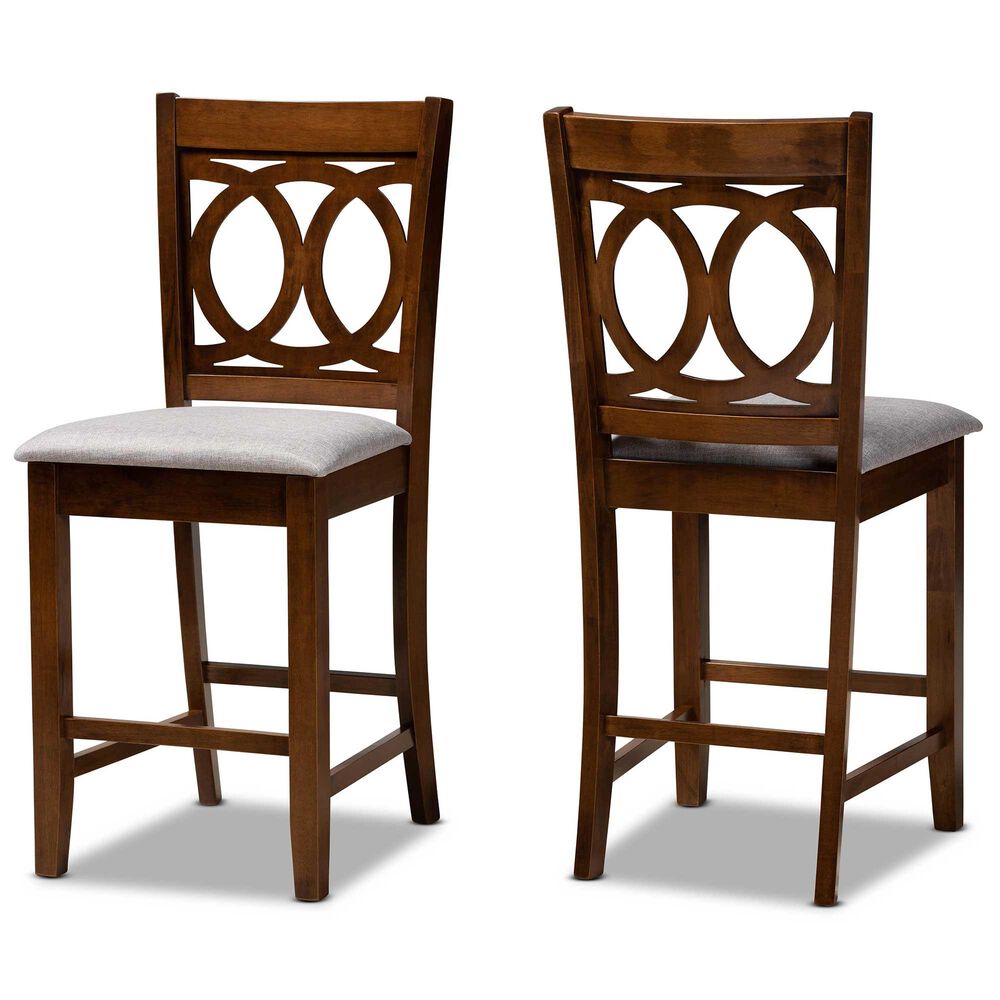 Baxton Studio Lenoir Counter Height Chair in Grey/Walnut (Set of 2), , large