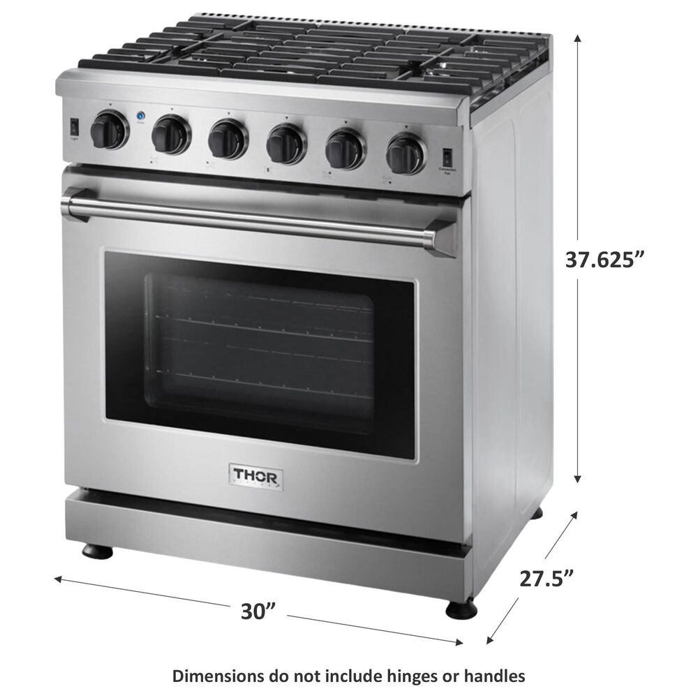 Thor Kitchen 30&quot; Freestanding Professional Gas Range with Storage Drawer in Stainless Steel, , large