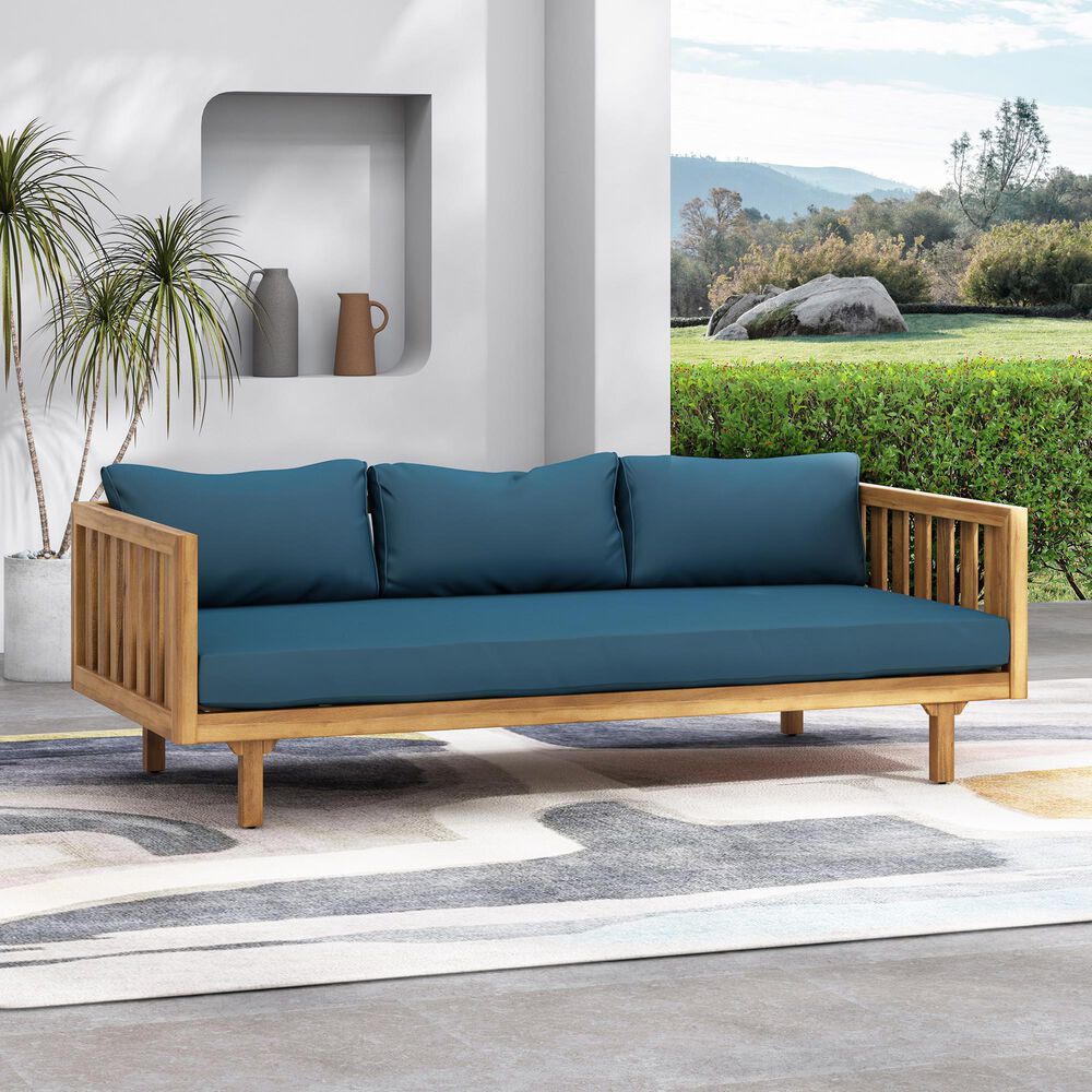 Hearth and Haven Claremont Outdoor Sofa Daybed in Dark Teal, , large