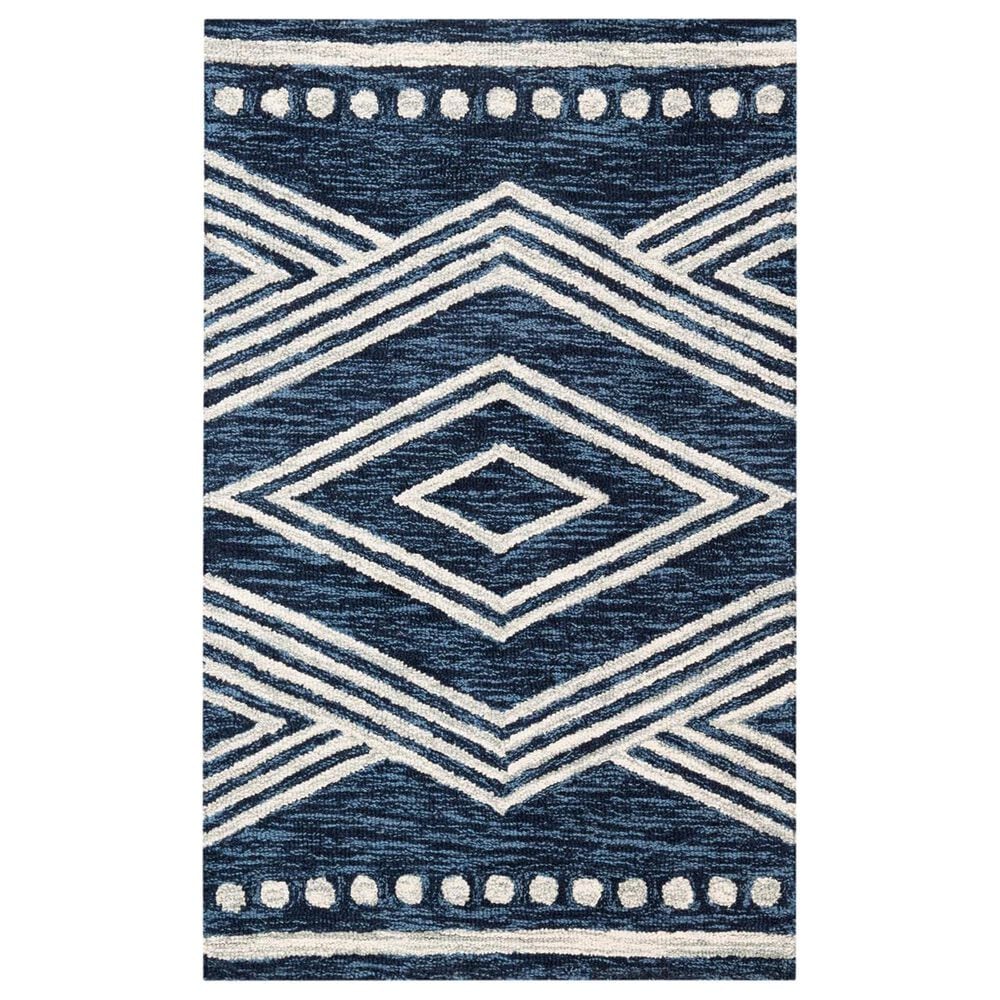 Safavieh Micro-Loop MLP156N 3" x 5" Navy and Ivory Area Rug, , large