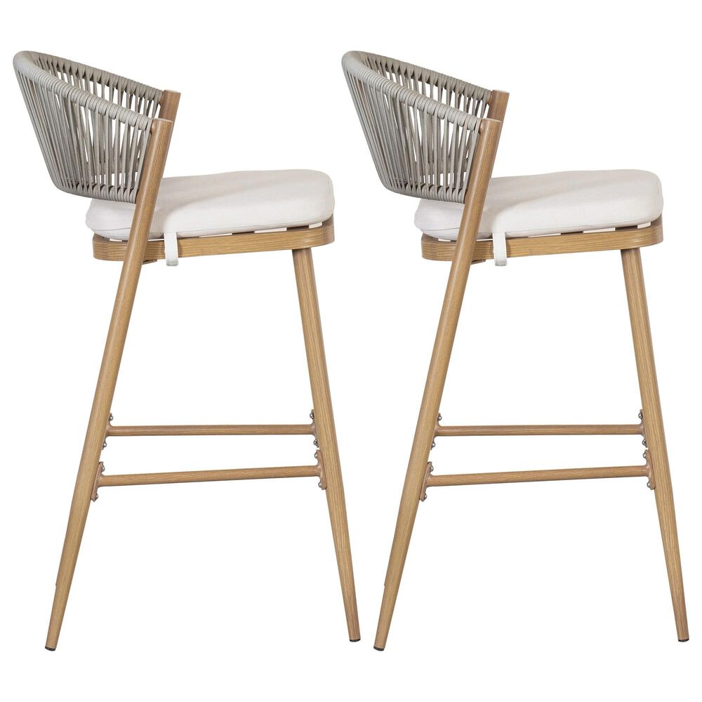 Hearth and Haven 30" Outdoor Barstool with Maple Frame in Beige (Set of 2), , large